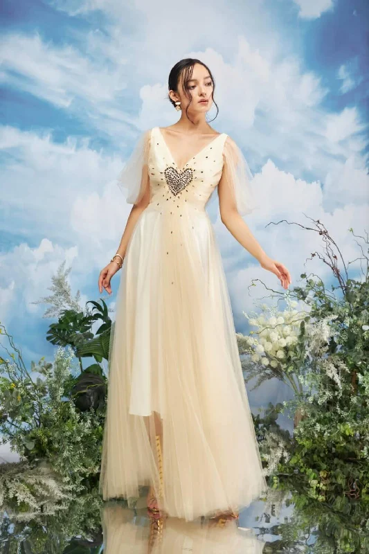 Shop the Hottest Deals!Zeus Gathered V-Neck Mesh Sheer Maxi Dress