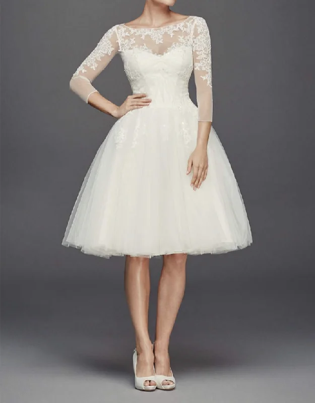 Get It Before It’s Gone!David's Bridal 3/4 Sleeve Short Dress ZP341642
