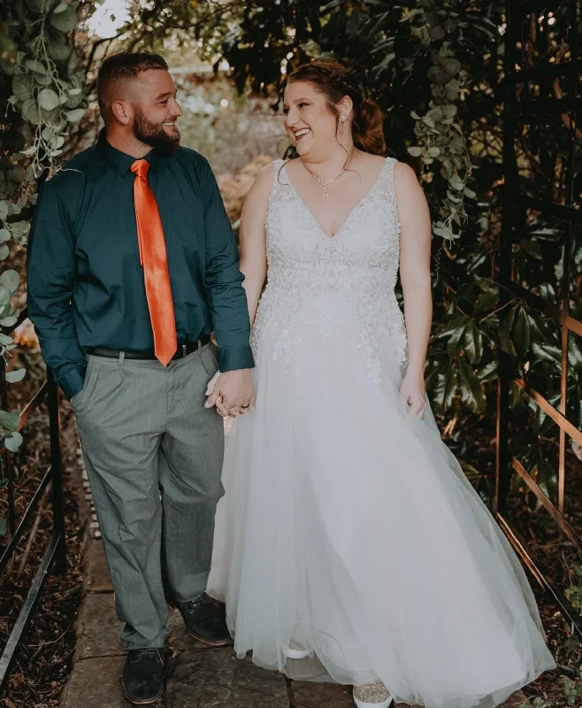 Your Discount is Waiting!Mori Lee V-neck Floral Tulle A-line Wedding Dress