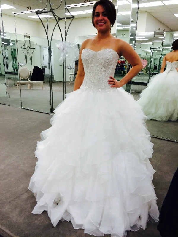 One Click Away from Big Savings!Oleg Cassini Strapless Ruffled