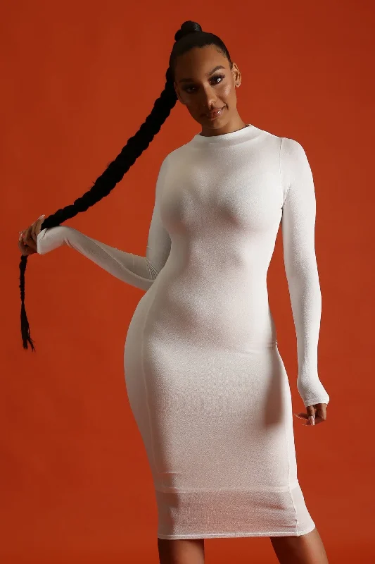 Special Offer – Act Fast!You Make Me Feel Mock Neckline Bodycon Midi Dress