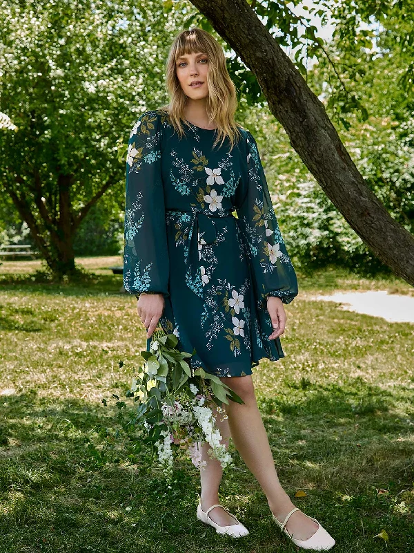The Best Deals Won’t Wait!Floral Print Chiffon Fit & Flare Mini Dress