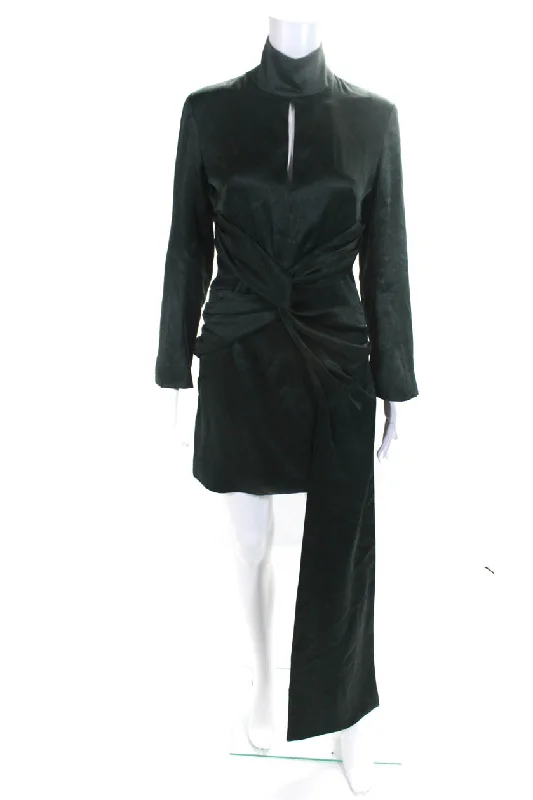 Your Shopping Wish, Our Discount Command!16 Arlington Women's Mock Neck Long Sleeves Bodycon Mini Dress Green