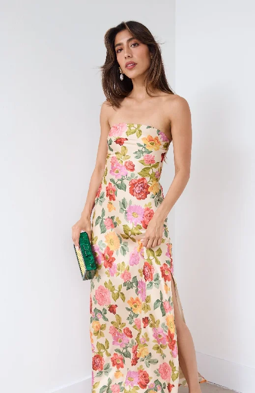 Great Deals, Just for You!SALE - Aliyah Strapless Floral Maxi Dress