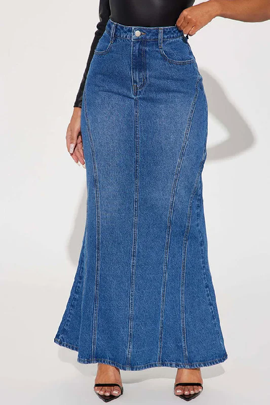 Unlock Huge Savings Now!Blue Gradient Denim Versatile Seamed Detail Skirt