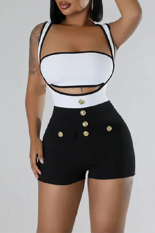 Buy One, Get One Free!Color Block Patchwork Sporty Bodycon Pant Suit