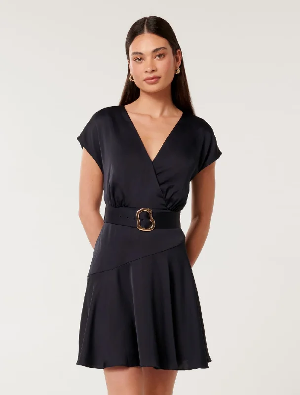 Save More with Every Purchase!Cordelia Satin Wrap Mini Dress