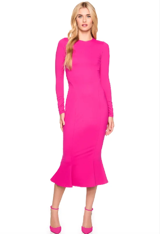 Score Huge Discounts Today!CREW TRUMPET MIDI DRESS PINK