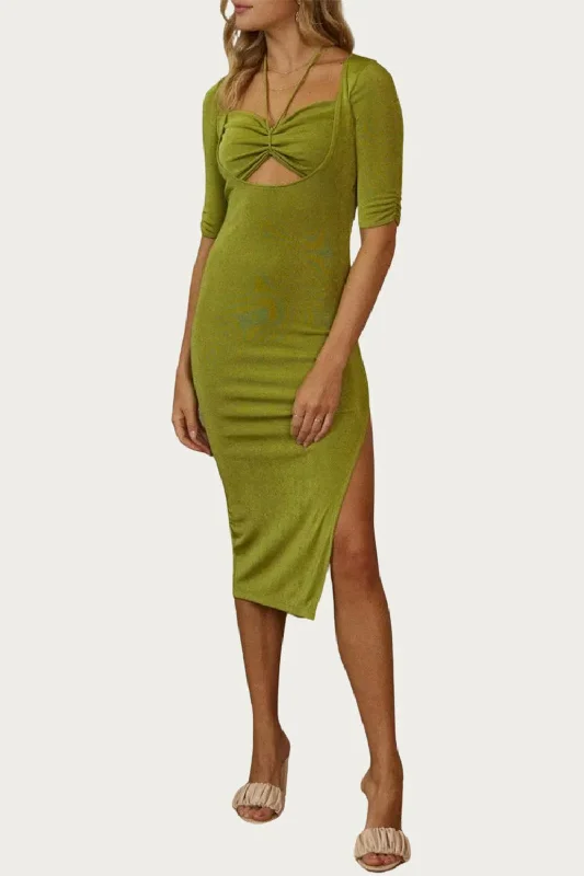 The Best Offers Are Here!Cutout Halter-Neck Midi Dress In Basil