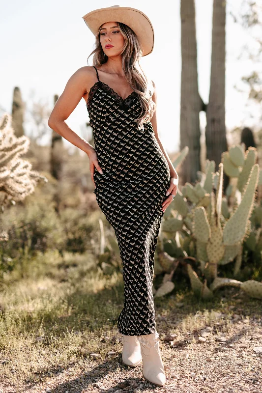 Today Only – Don’t Miss It!Darling I'm Different Western Printed Maxi Dress (Black)