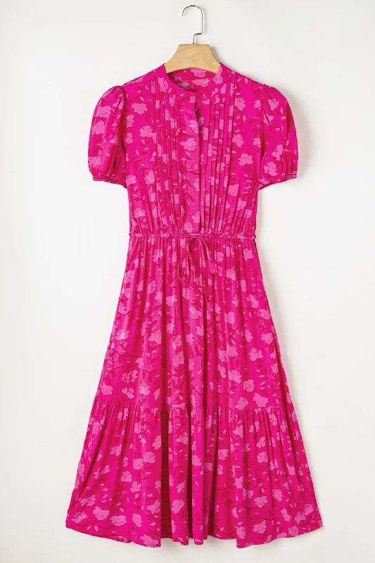 Sale Alert – Get Ready to Shop!Chic midi dress with drawstring and vibrant print