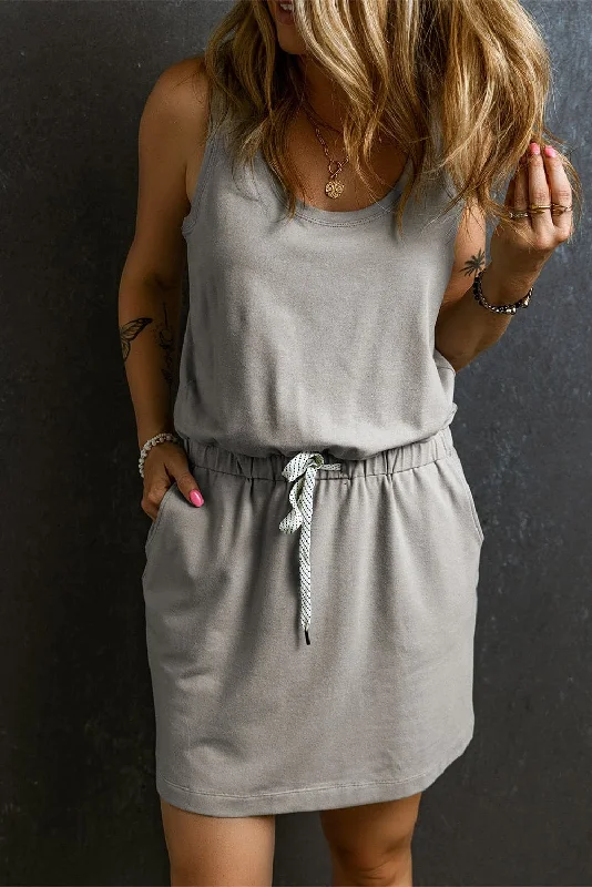 Get It Before It’s Gone!Sheer accent scoop neck mini dress