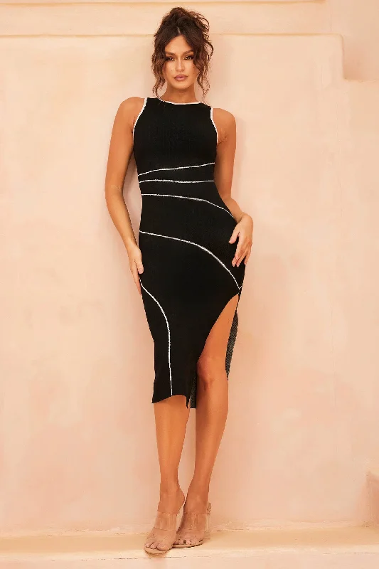 Unmissable Offers Await!Easy Love Knit Midi Dress - Black