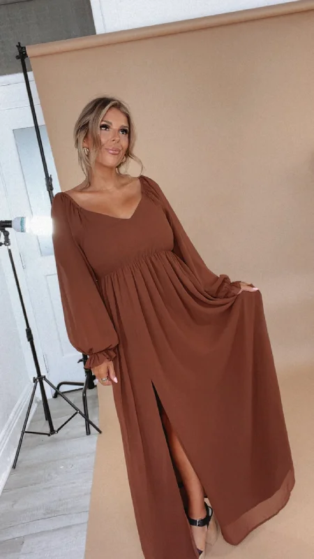 Best Offers of the Month!Timeless Romantic Chiffon Maxi Dress, Brown