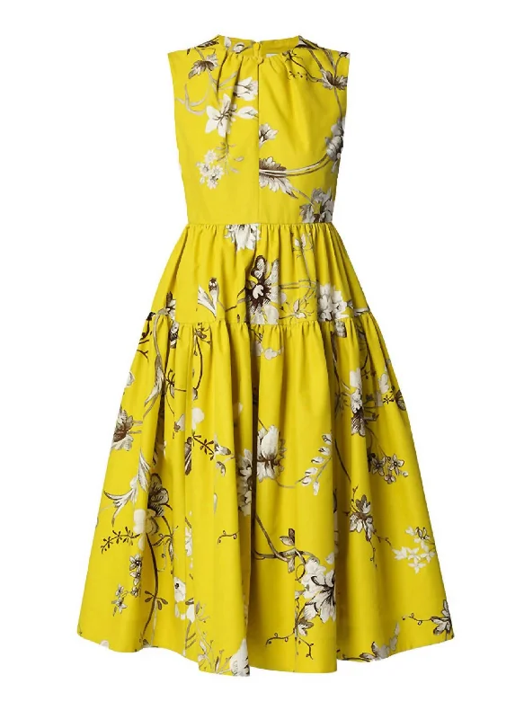 Don’t Wait – Deals Won’t Last!Eleonore Cotton Flare Midi Dress In Chartreuse