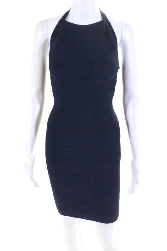 Save More with Every Purchase!Herve Leger Women's Open Back Sleeveless Bodycon Mini Dress Navy