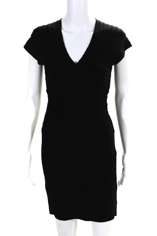 The Sale You’ve Been Waiting For!Herve Leger Women's V-Neck Sleeveless Bodycon Mini Party Dress Black