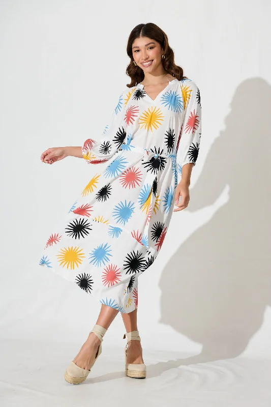 Upgrade for Less!Hinsdale Maxi Dress In White With Multi Print