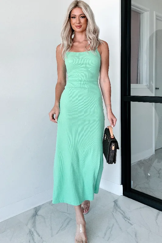 Massive Price Cuts!Hopelessly In Love Square Neck Midi Dress (Sweet Mint)
