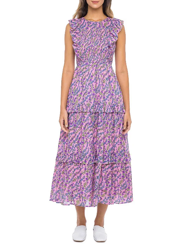 Exclusive Deals Just for You!Iris Womens Cotton Floral Midi Dress