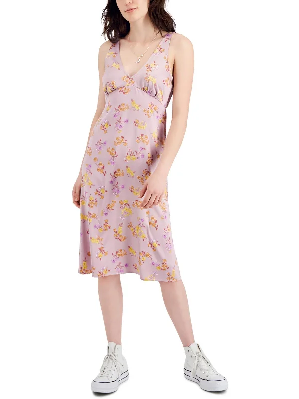 Your Exclusive Offer Awaits!Juniors Womens Floral Print Calf Midi Dress