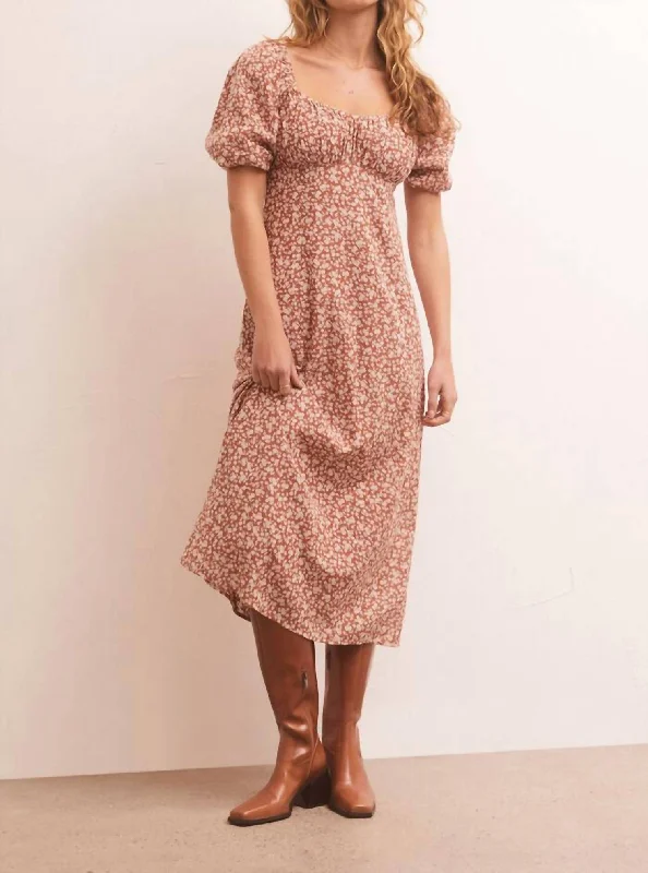 Your Shopping Wish, Our Discount Command!Kiera Floral Midi Dress In Penny