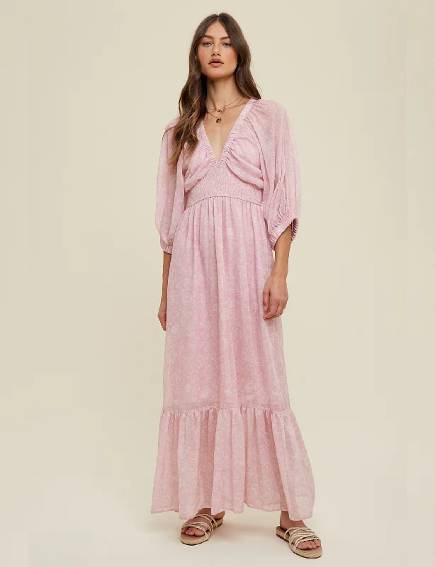 Get More, Spend Less – Shop Now!Floral Maxi Dress, Pink Floral