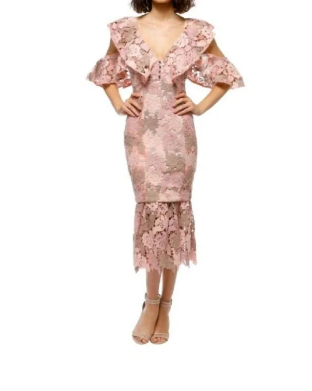 Huge Savings – Act Now!Lace Midi Dress In Blush