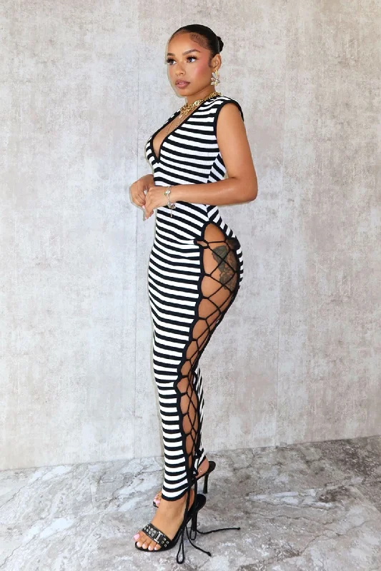Time to Save Big!Liv Stripe V Neck Maxi Dress