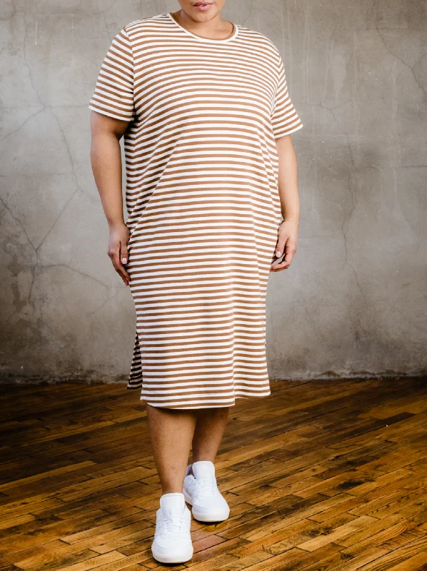 Your Exclusive Offer Awaits!Maria Boxy Midi Dress - Pecan Stripe