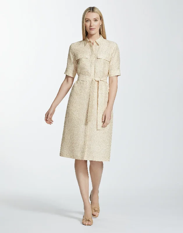 Your Best Deals Are Here!Mini Jaguar Print Silk Doha Shirtdress