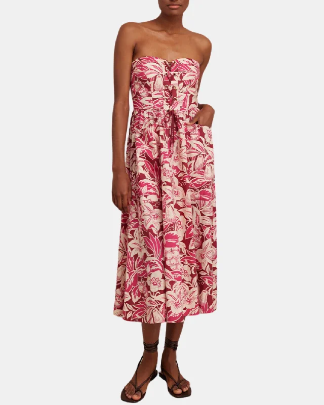 Upgrade for Less!NICOLA MIDI DRESS IN TROPICAL HARVEST PINK