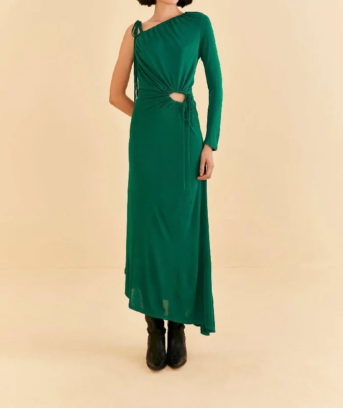 Upgrade for Less!One Shoulder Midi Dress In Emerald