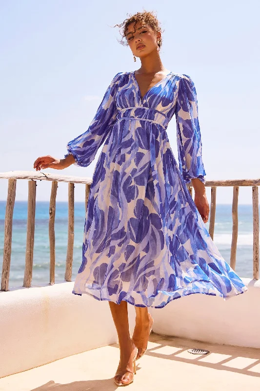 Your Wallet Will Thank You!Palm Perfect Midi Dress - Blue Multi