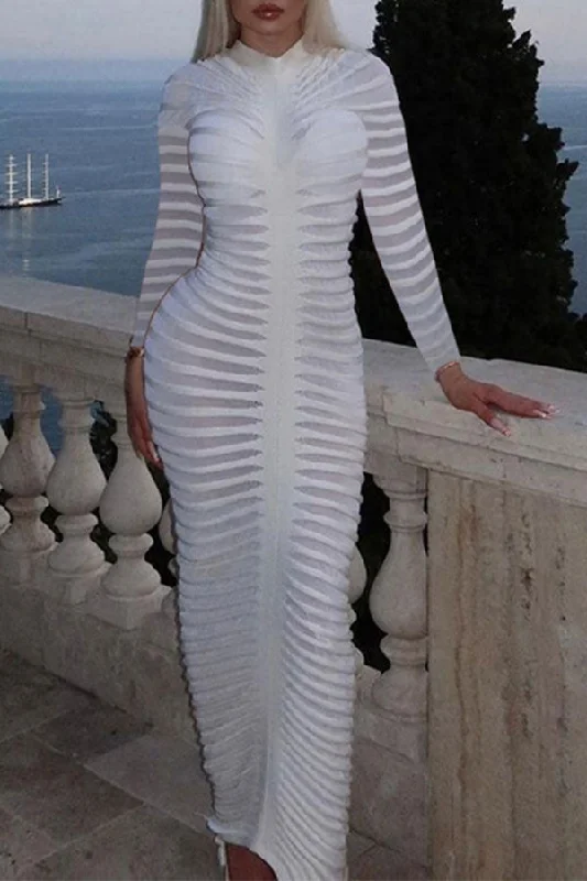 Savings You Can’t Ignore!Patchwork Simple Bodycon Knitted Midi Dress