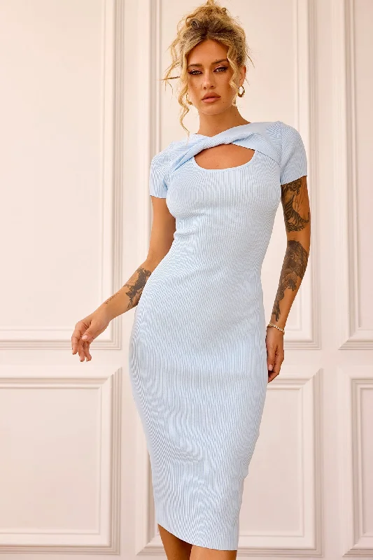 Flash Sale – Act Fast!Perfect Rosey Knit Midi Dress - Blue