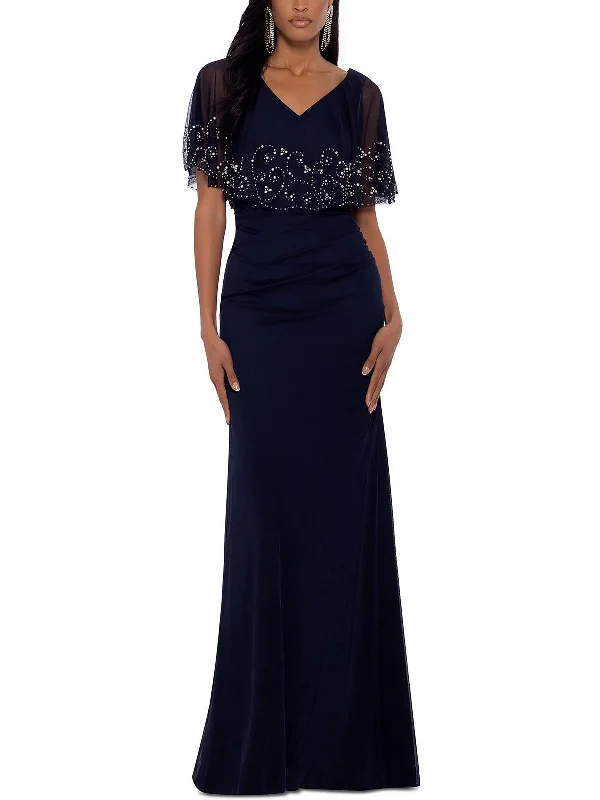 Your Favorite Sale is Back!Petites Womens Embellished Capelet Evening Dress