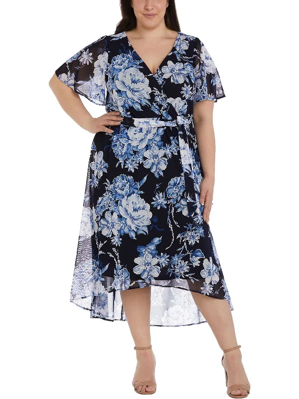 Must-Have Deals Inside!Plus Womens Surplice Tea Midi Dress