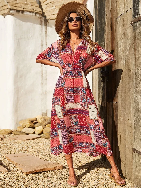 Mega Sale Happening Now!Floral midi dress with half sleeves