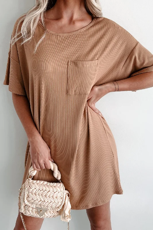 Enjoy Huge Discounts Now!Ribbed T-Shirt Dress (Warm Caramel)