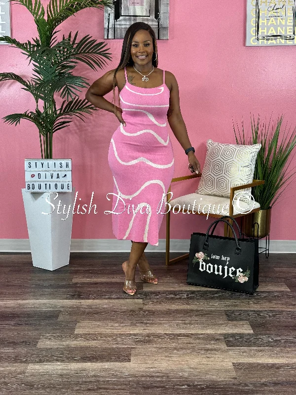Exclusive Deals Just for You!Rissa Swirl Sweater Midi Dress (Pink/Cream)
