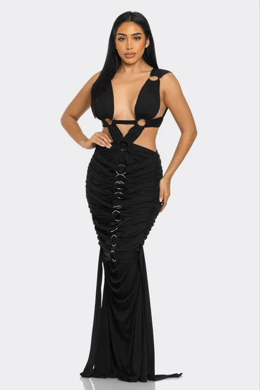 Limited Time Offer!Sahara Mystique Pleated Gown