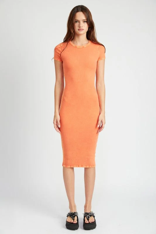 Buy More, Save More!SHORT SLEEVE BODYCON MIDI DRESS