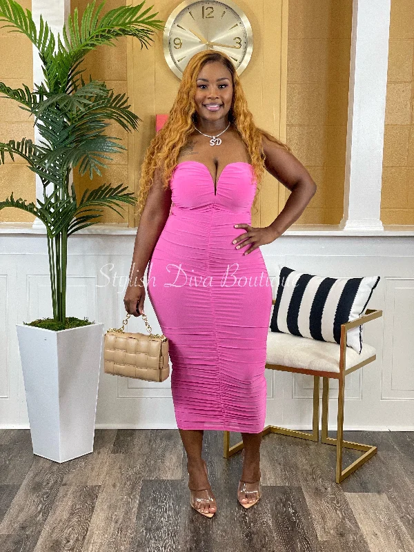 Savings You Can’t Ignore!Show Off Midi Dress (Pink)