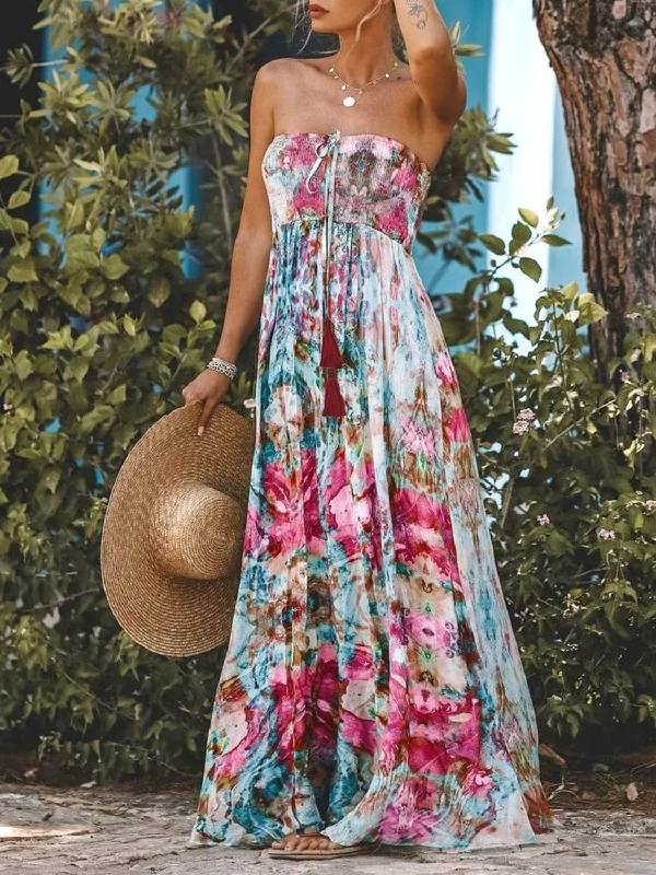 Steals and Deals Await!Floral Smocked Maxi Dress