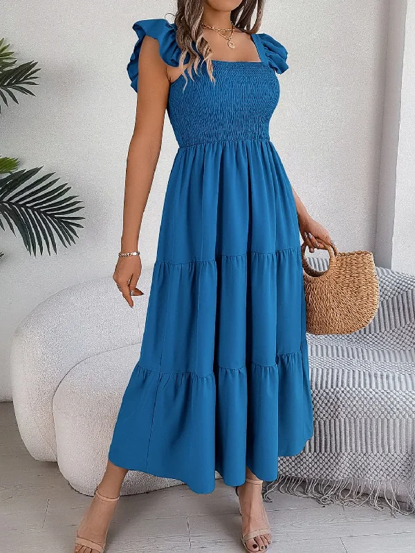 Bigger Savings, Better Shopping!Smocked midi dress with cap sleeves