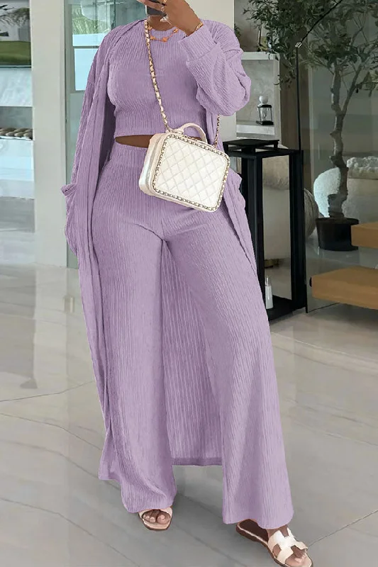 Lowest Prices Guaranteed!Solid Color Textured Classic Pant Suit With Smock