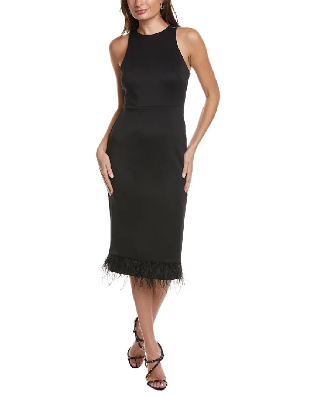 Shop Before It’s Gone!Taylor Scuba Feathers Midi Dress