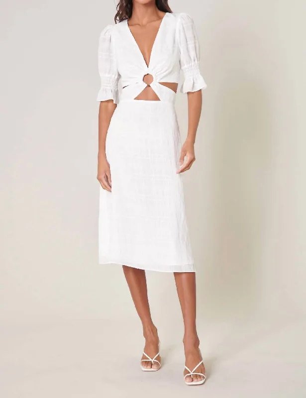 Massive Price Cuts!The Bali Cutout Midi Dress In White