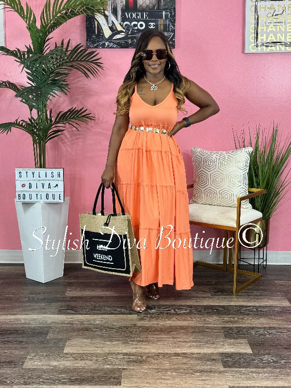 Time to Save Big!Tierney Tiered Maxi Dress up to 3XL (Coral)